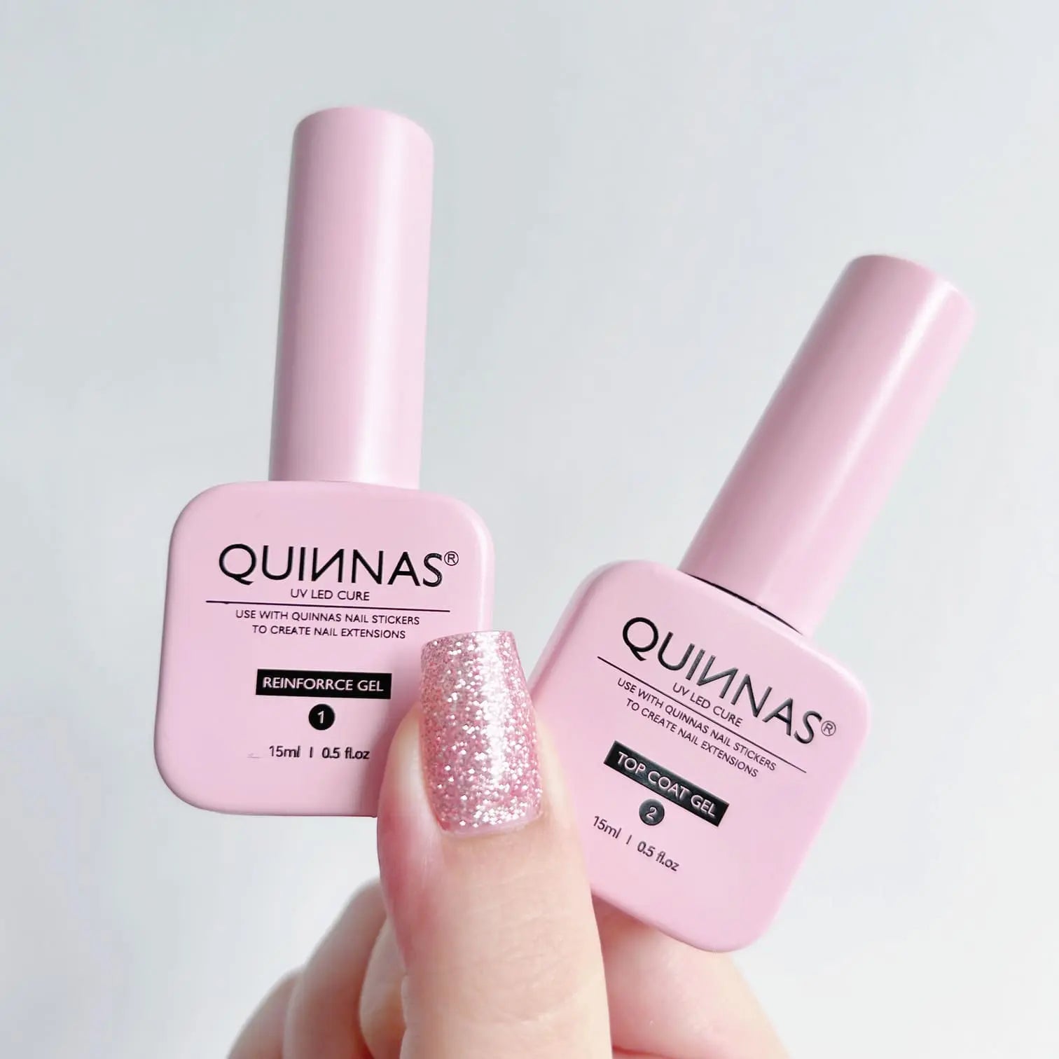Nail Sticker For Nail Extension Must Have 【REINFORCED GEL + TOP COAT GEL SET】 (15ml+15ml) Quinnas
