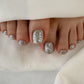 Latest Silver Pedicure Designs Semi Cured Gel Nail Strips - NGF200007 Quinnas