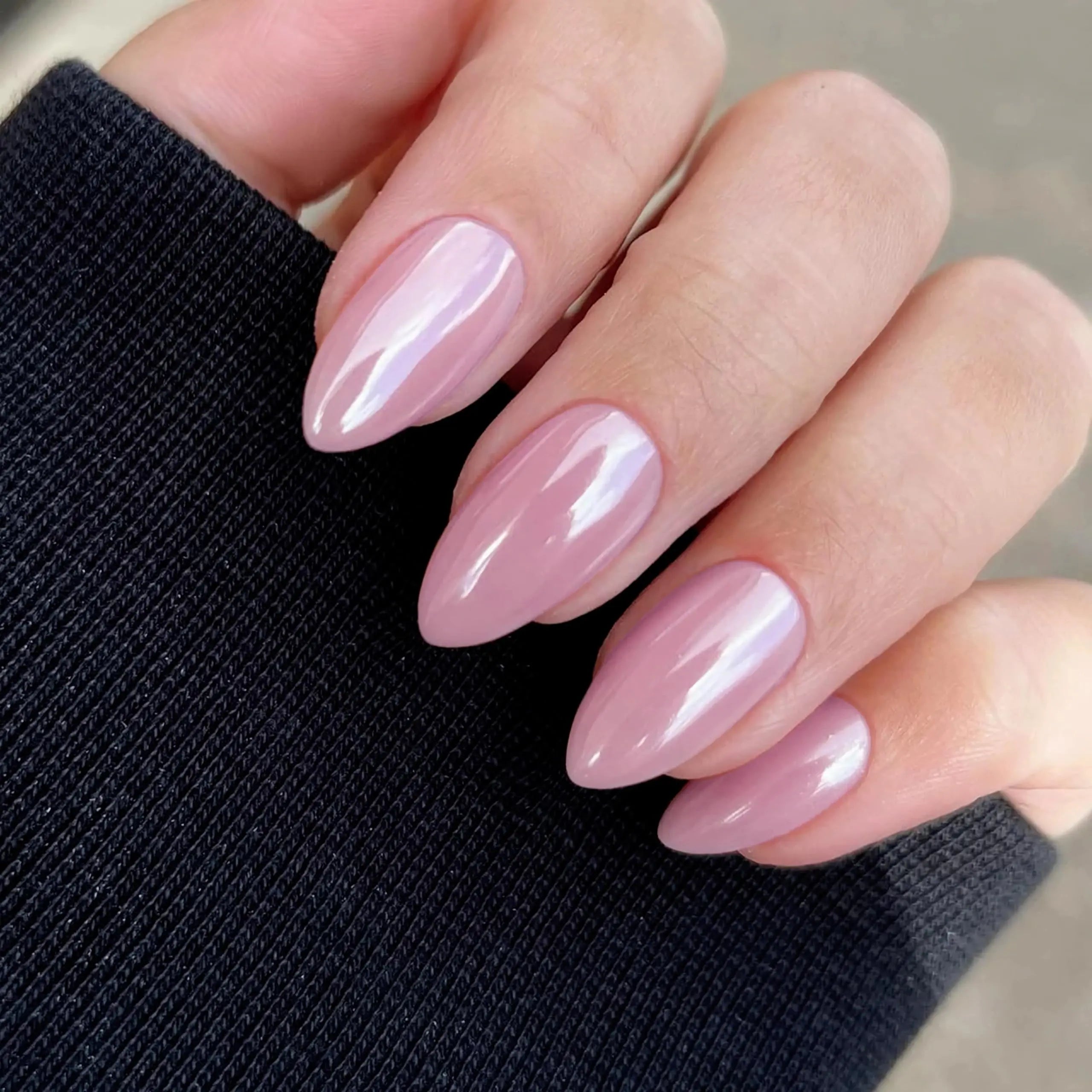 Light Pink Jelly Glazed Nails Hailey Bieber Pink Pearl Nails Semi Cured Gel Nail Strips - NG200123 Quinnas