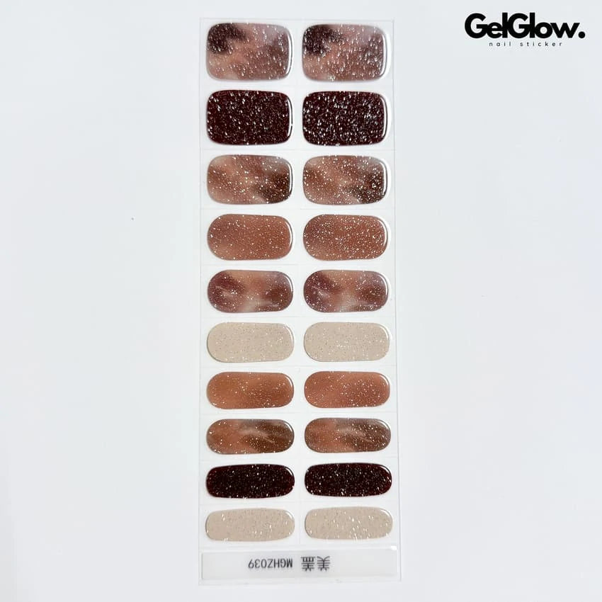 Brown Glitter Nails Brown Ombre Nail Designs Semi Cured Gel Nail Strips - MGHZ039