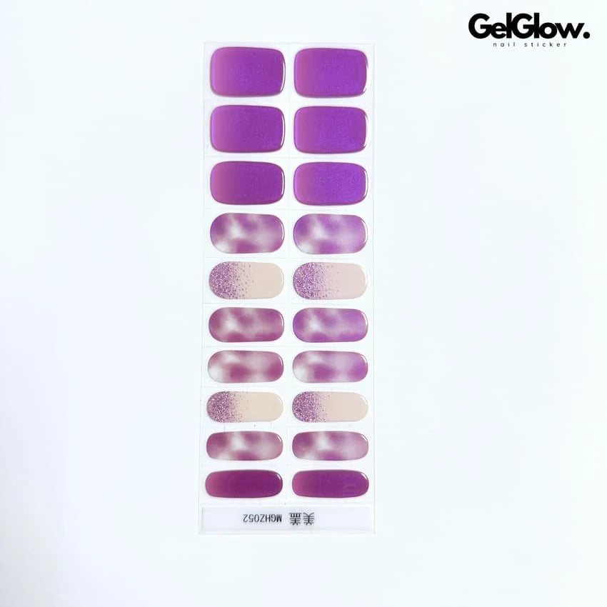 Aurora Purple Glitter Nails Semi Cured Gel Nail Strips - MGHZ052