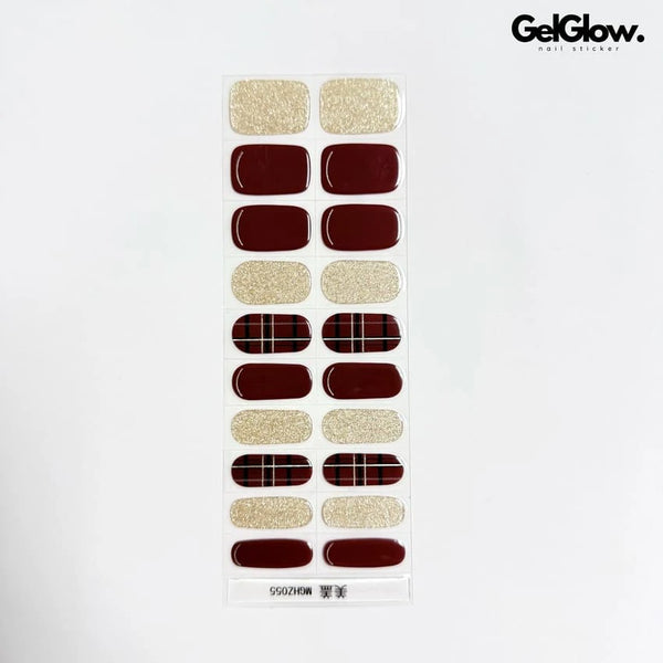 Red Christmas Plaid Nails Semi Cured Gel Nail Strips