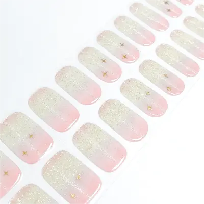 Spring Nails Inspo Sparkling Pink Glitter Ombre Nails Semi Cured Gel Nail Strips - MGHZ124 Quinnas