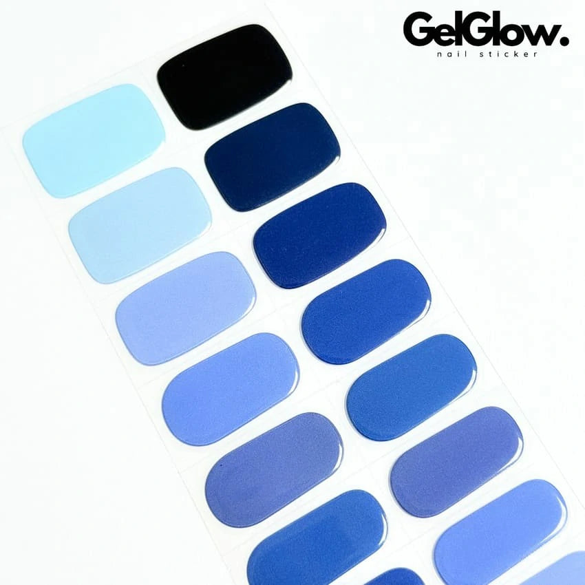Summer Nail Designs Different Shades Of Blue Nails Semi Cured Gel Nail Strips - NG200020