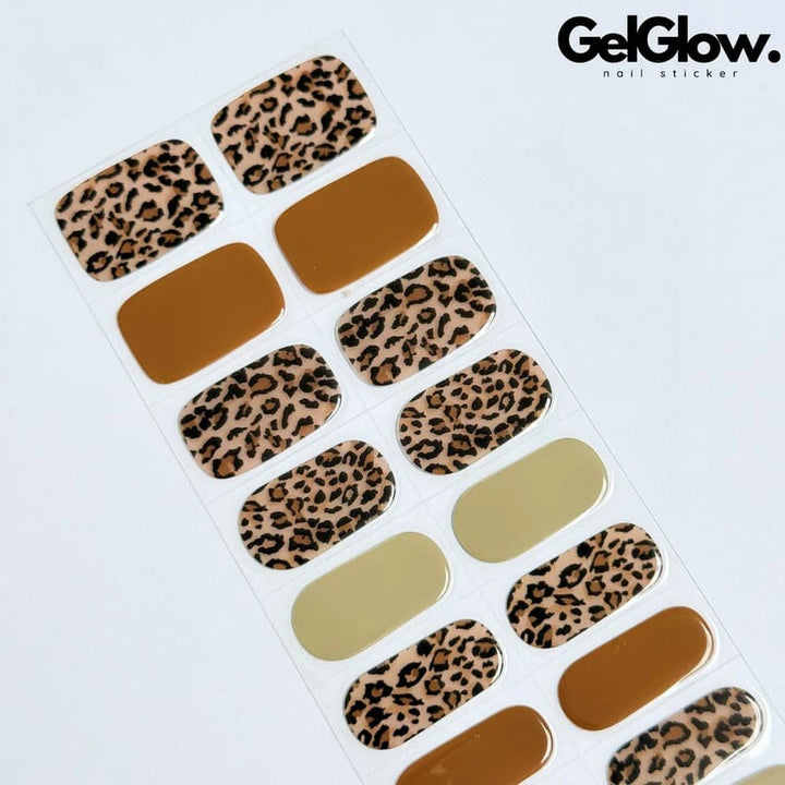 Fall Nail Ideas Brown Leopard Print Nail Semi Cured Gel Nail Strips - NG200033