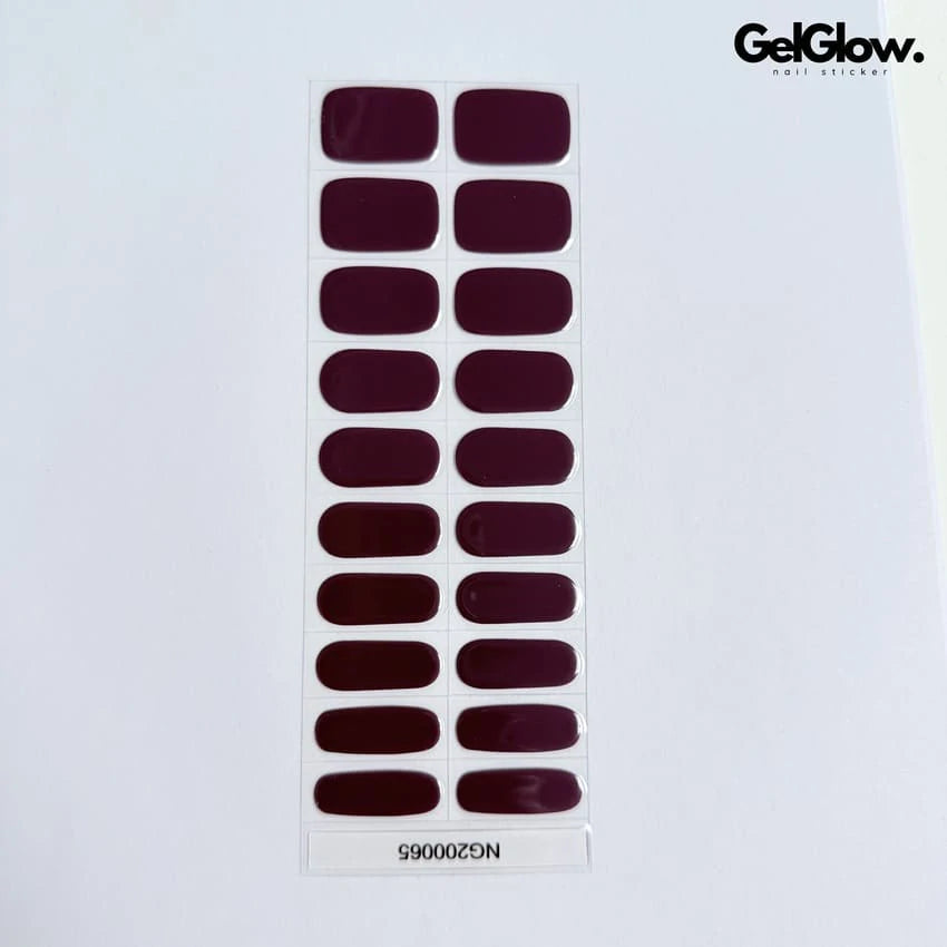 Spring Nails Color Solid Plum Nails Semi Cured Gel Nail Strips - NG200065