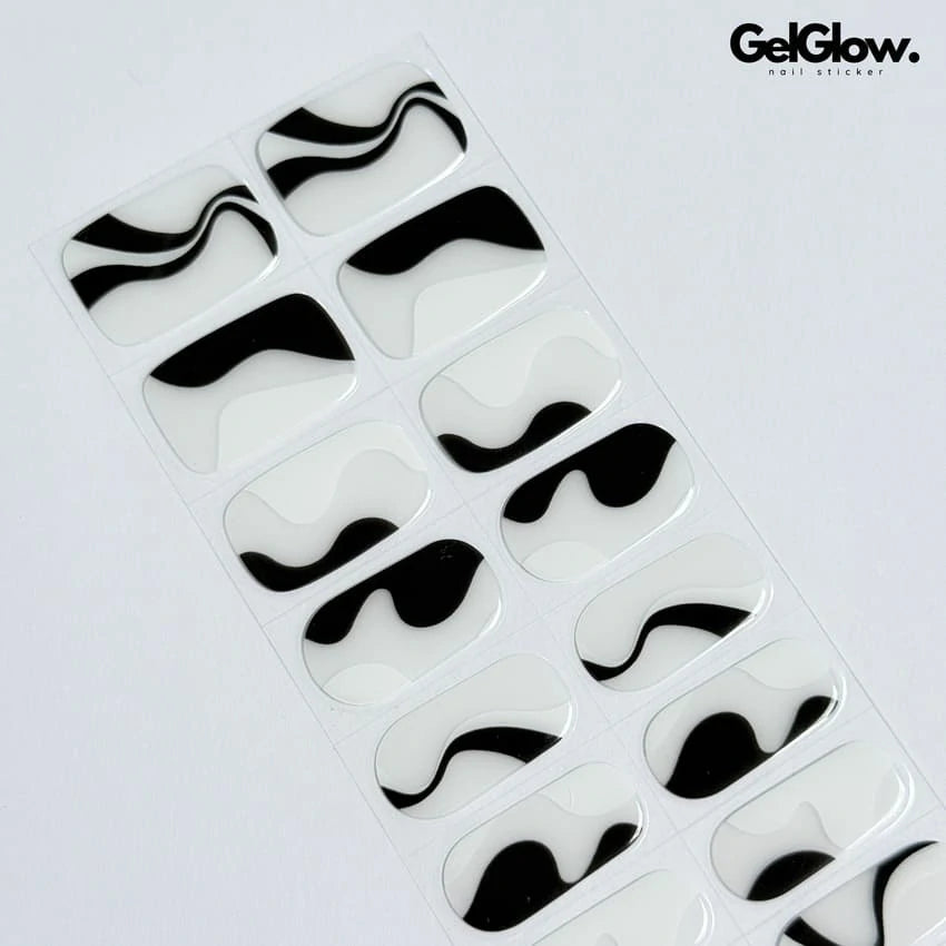 French Tips White Black Nails Line Designs Semi Cured Gel Nail Strips - NG200072