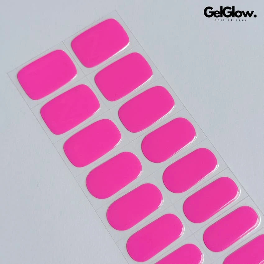 March Nail Colors Nails Solid Hot Pink Nails Semi Cured Gel Nail Strips - NG200084