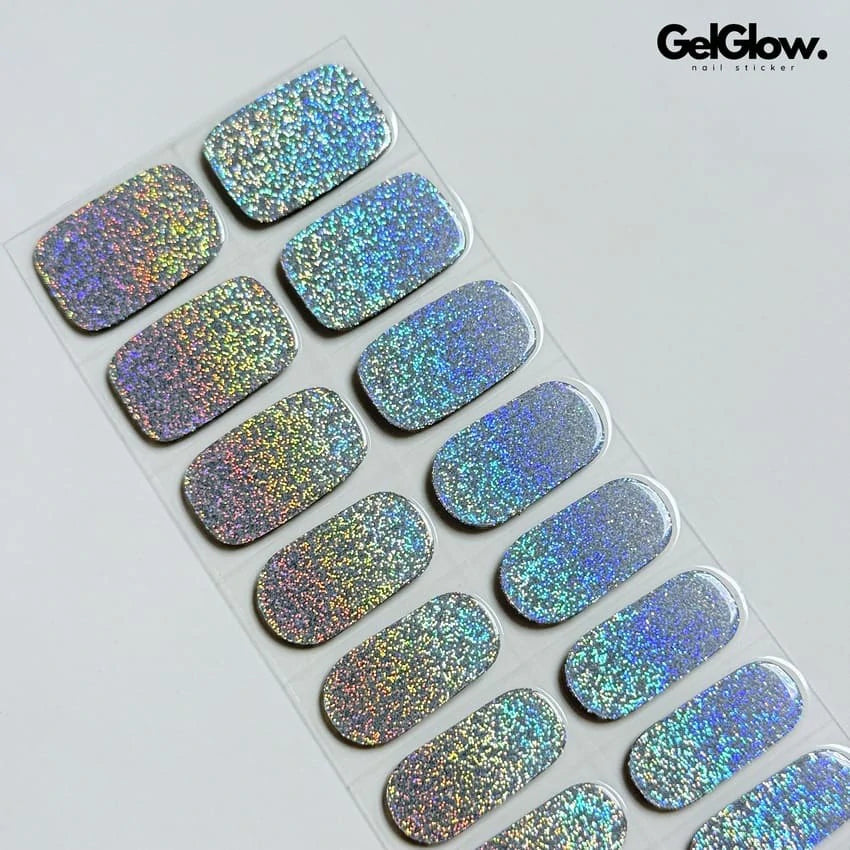 Silver Glitter Semi Cured Gel Nail Strips - NG200128