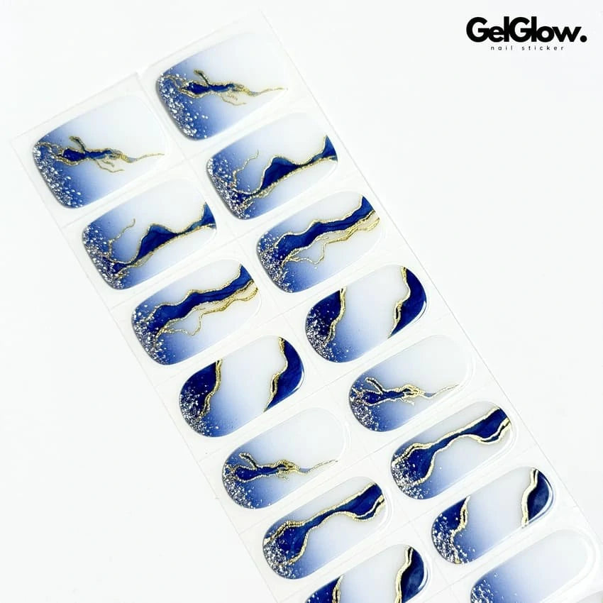 Summer Blue Ombre Nail Designs Semi Cured Gel Nail Strips - NG200134