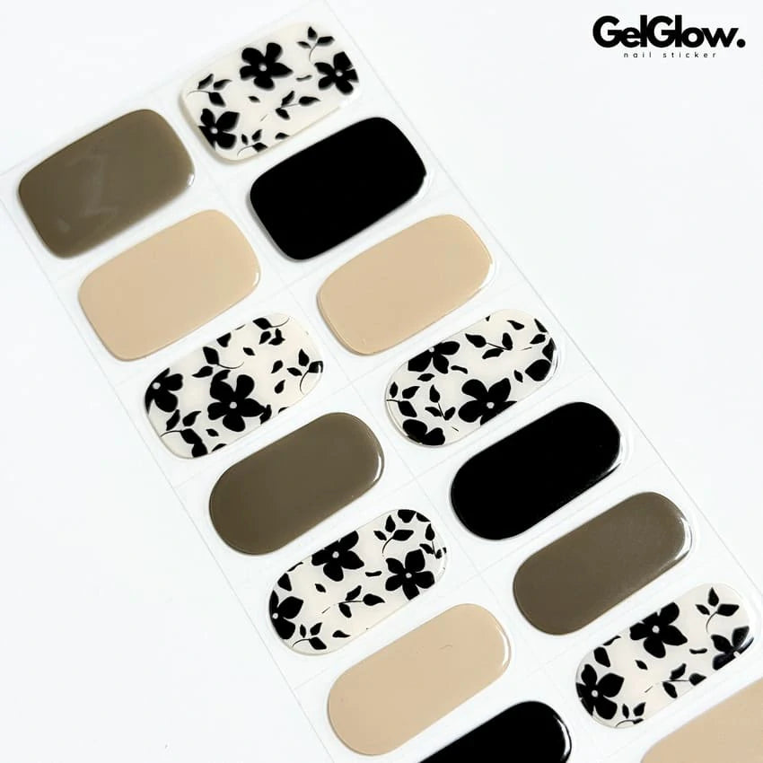 Simple Elegant Floral Nail Designs Semi Cured Gel Nail Strips - NG200177