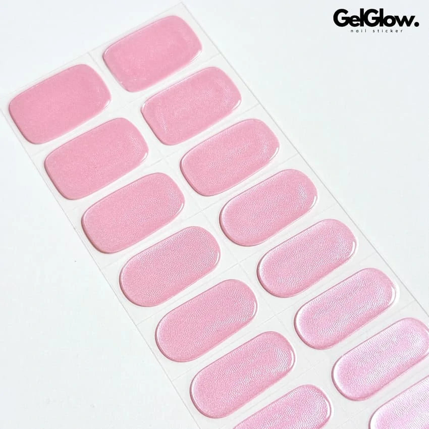 Spring Summer Nails Pearl Chrome Pink Nails Semi Cured Gel Nail Strips - NG200186