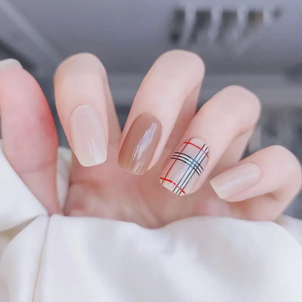 Fall Nail Design Classic Brown Nails Inspo Semi Cured Gel Nail Strips - NG200223 Quinnas