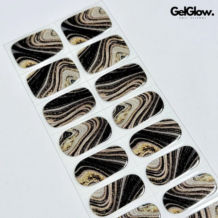 Fall Manicure Inspo Sparkling Brown Wave Nails Semi Cured Gel Nail Strips - NG200203