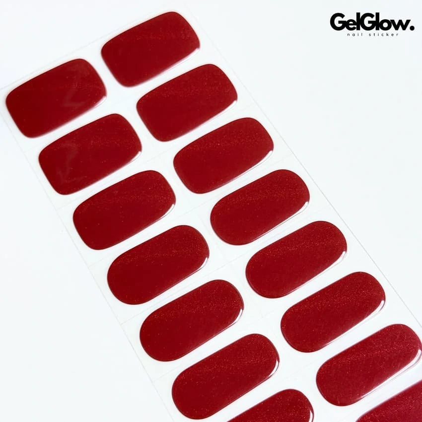 Summer Nails Shiny Diamond Glitter Ruby Red Crystal Cat Eye Nails Semi Cured Gel Nail Strips - NG200208