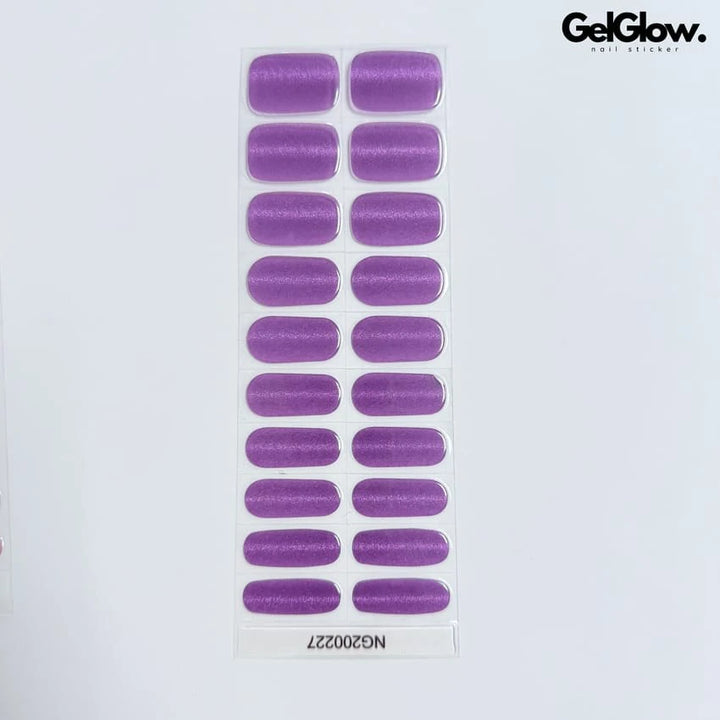 Noble Bright Plum Purple Cat Eye Nails Semi Cured Gel Nail Strips - NG200227