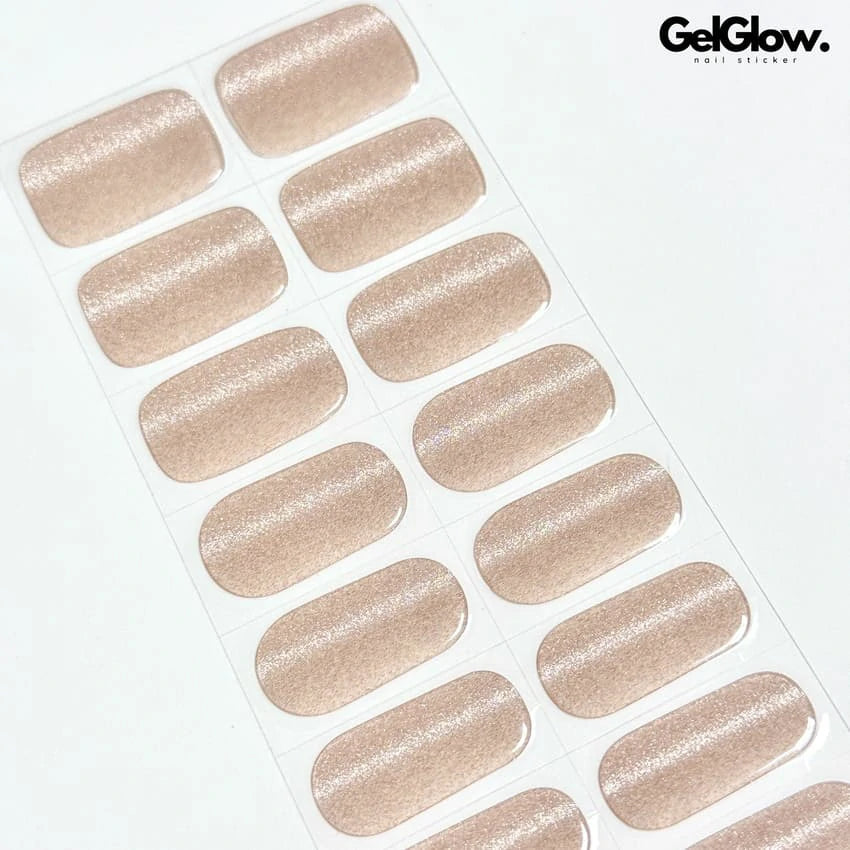 Spring Nail Inspo Champagne Gold Cat's Eye Nails Semi Cured Gel Nail Strips - NG200228