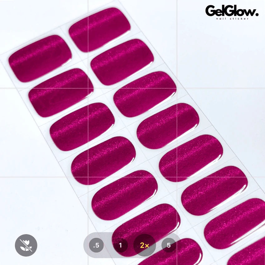 Noble Burgundy Red Cat Eye Semi Cured Gel Nail Strips - NG200234