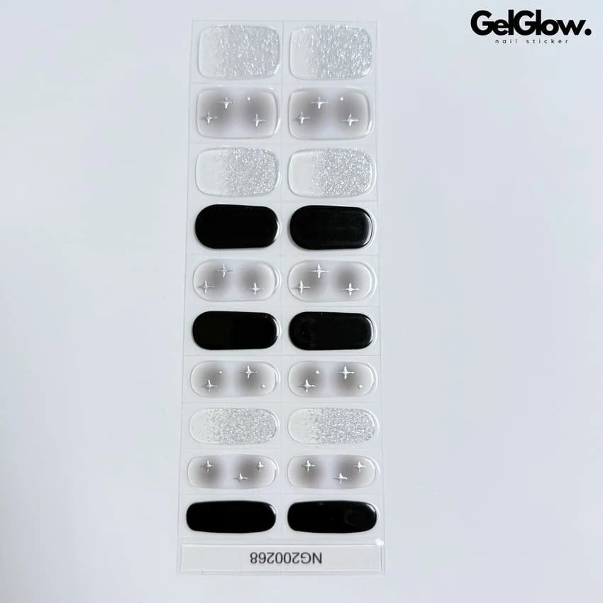 Y2K Nails Coolest Mismatched Sliver Ombre Nails Semi Cured Gel Nail Strips - NG200268