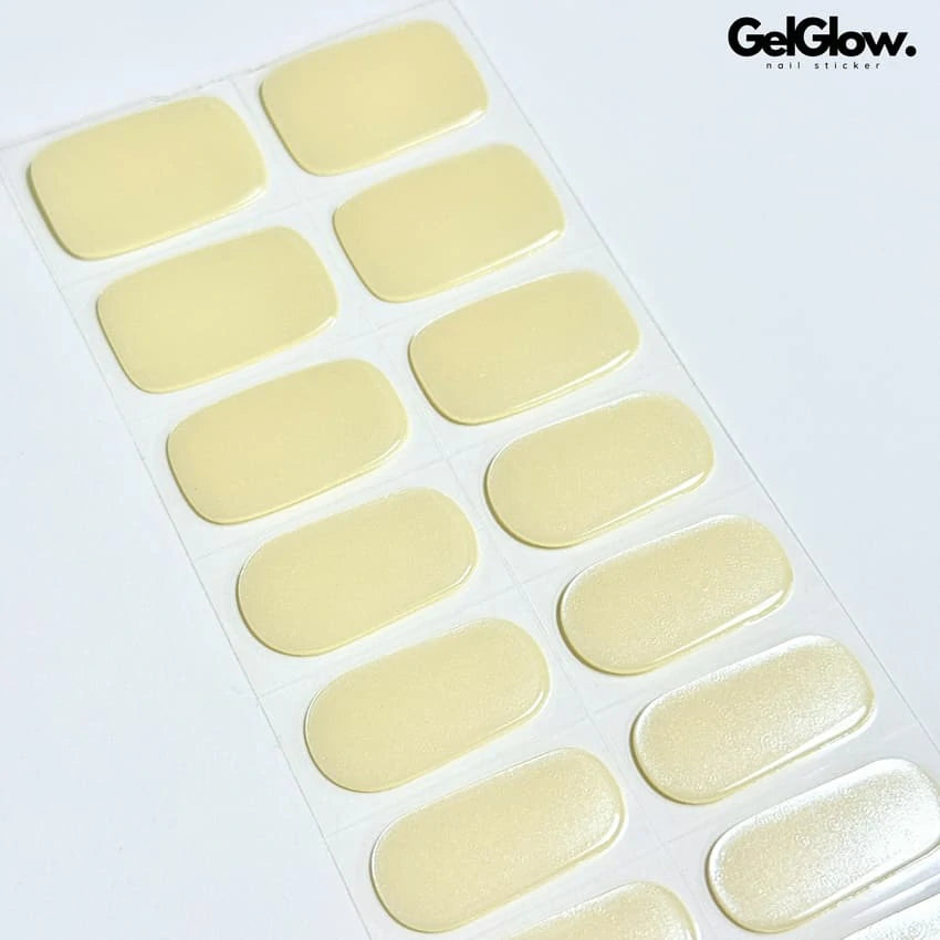 Pastel Yellow Chrome Nails Semi Cured Gel Nail Strips NG200280