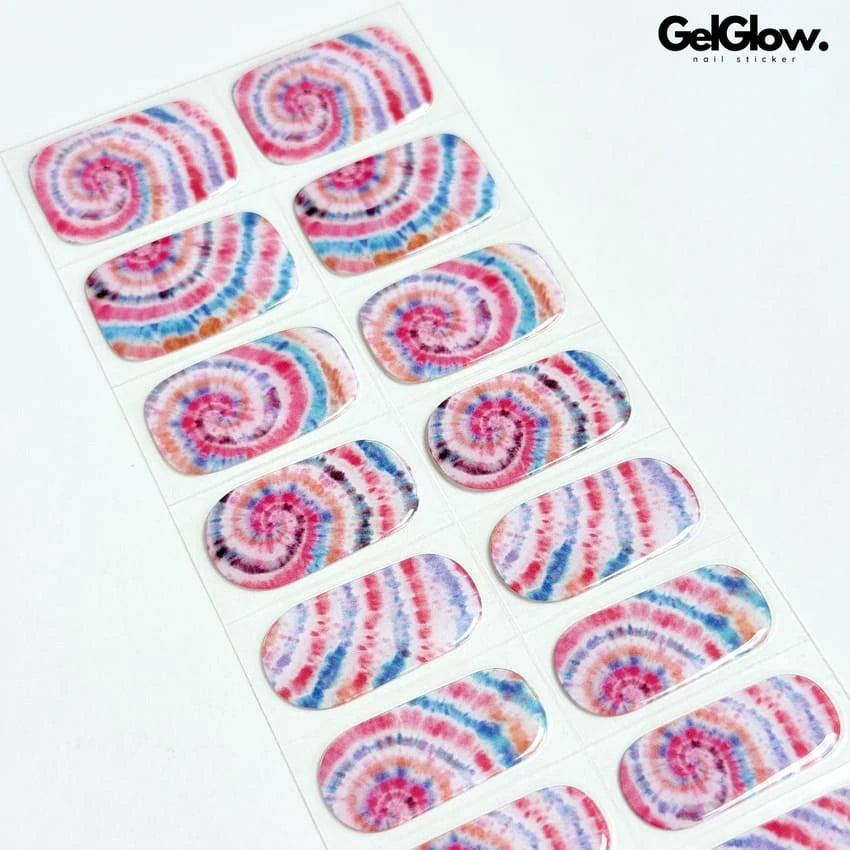 Circle Tie Dye Nails Semi Cured Gel Nail Strips - NG200281