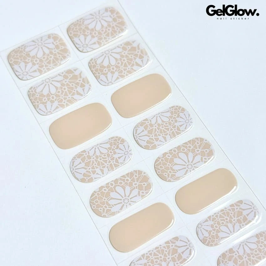 Spring Nails Elegant Nude Nails With Floral Prints Semi Cured Gel Nail Strips - NG200286