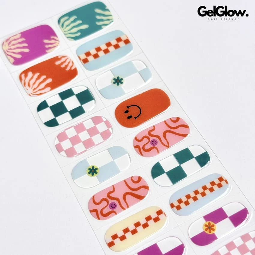 Cute and Vibrant Spring Manicure Semi Cured Gel Nail Strips - NG200293