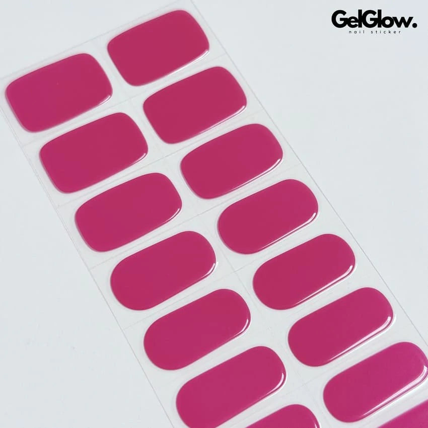 Solid Color Berry Nails Hot Pink Nails Semi Cured Gel Nail Strips - NG200311