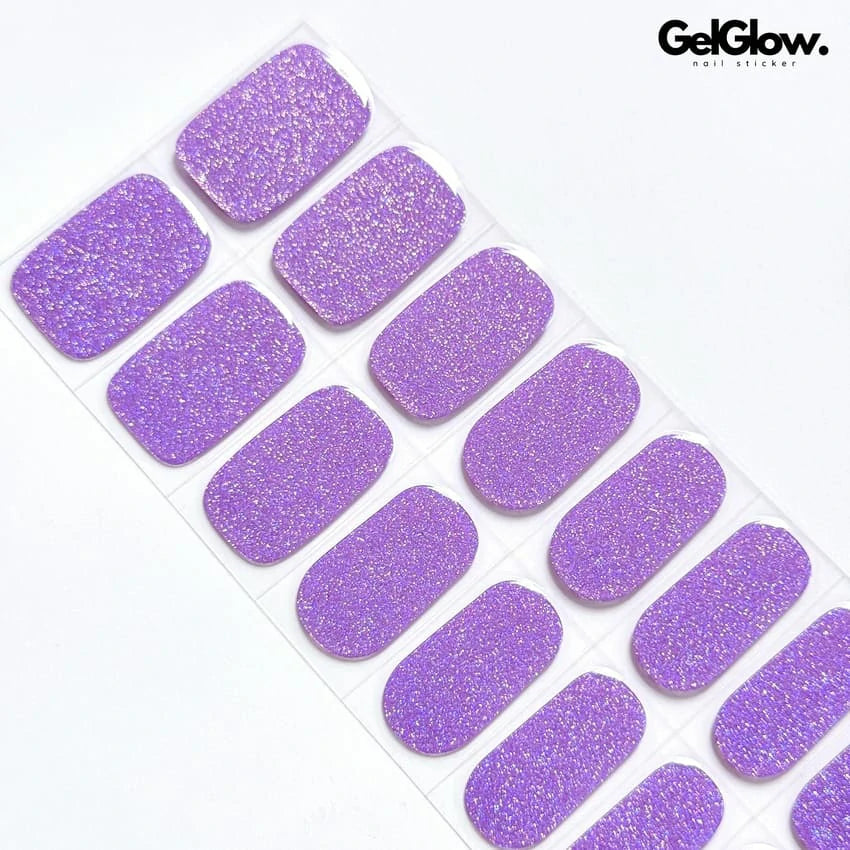 Purple Rainbow Cat Eye Holographic Magnetic Cotton Candy Semi Cured Gel Nail Strips - NG200318