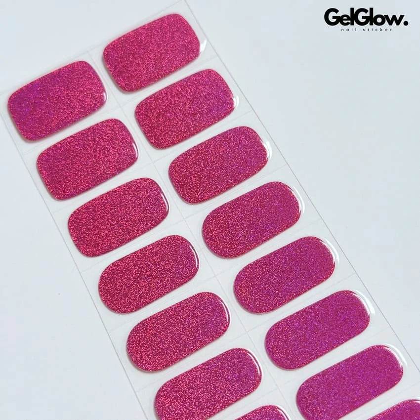 Red Burgundy Holographic Bloody Jelly Color Nails Christmas Nails Semi Cured Gel Nail Strips - NG200325