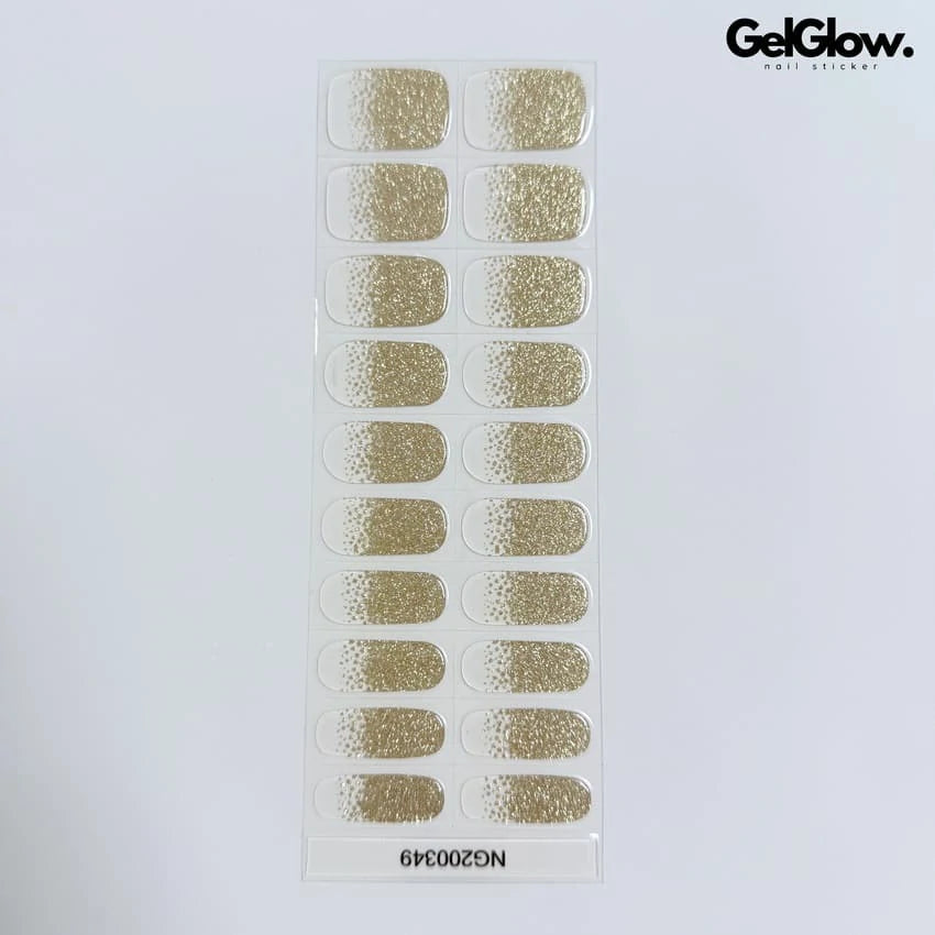 Christmas Nails French Gold Glitter Ombre Nails Semi Cured Gel Nail Strips - NG200349