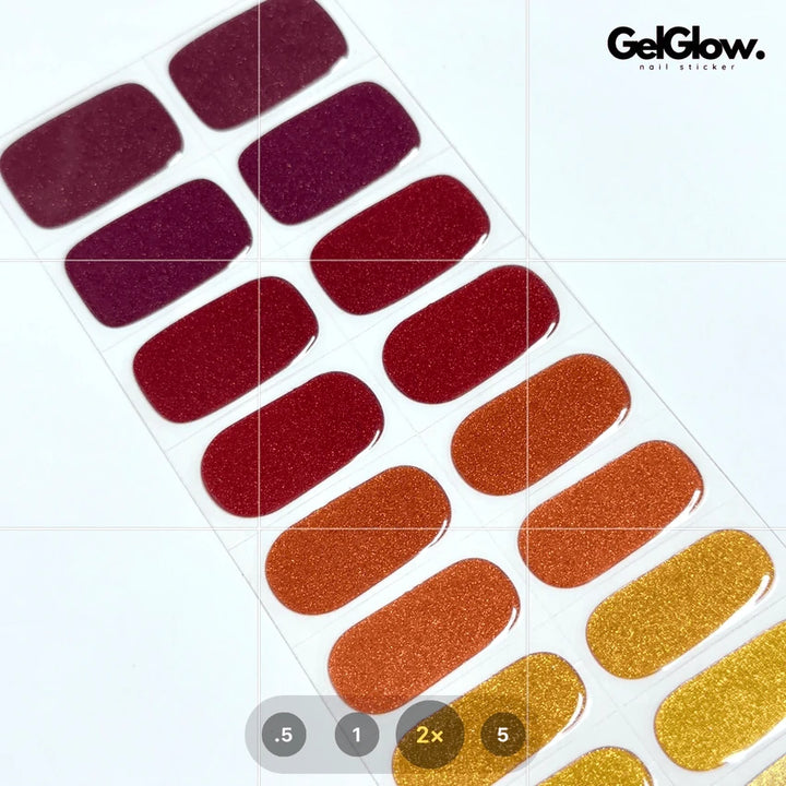 Sparkle Glitter Colorful Red Nail Semi Cured Gel Nail Strips - NG200350