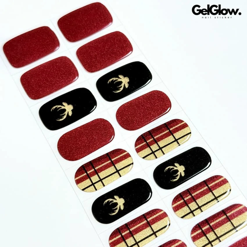 Sparkling Cute Elk Christmas Nails Designs Semi Cured Gel Nail Strips