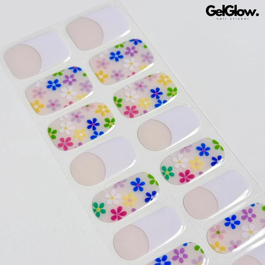 Spring Confetti French Manicure Semi Cured Gel Nail Strips - NG200372