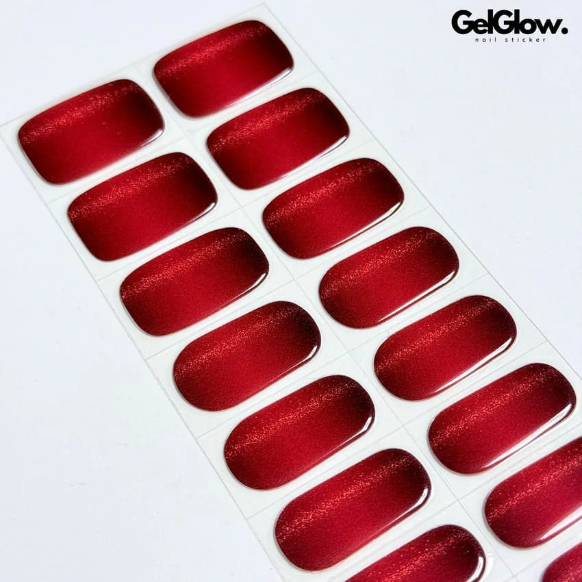 Cat Eye Red Black Ombre Nails Semi Cured Gel Nail Strips - NG200407