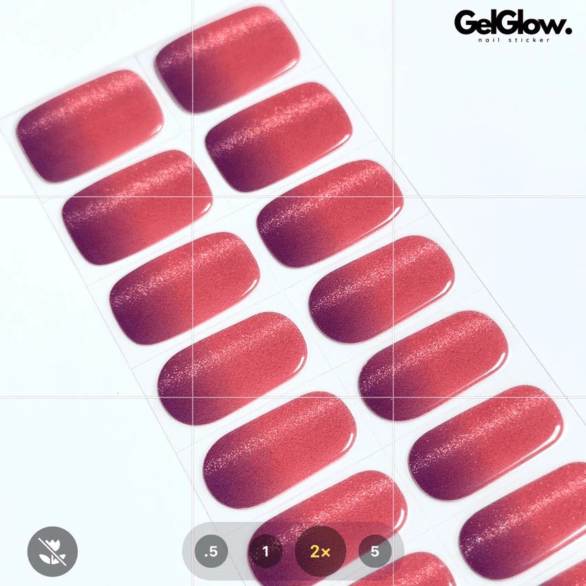 Summer Pink Gradient Cat Eye Semi Cured Gel Nail Strips - NG200408