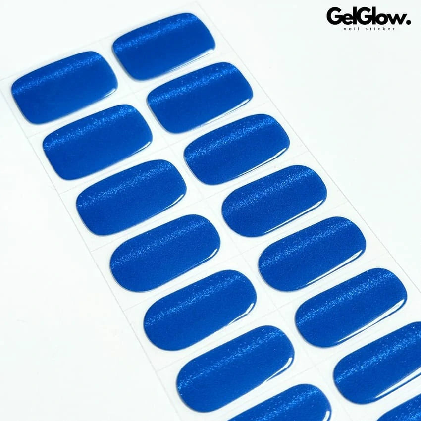 Royal Blue Nail Ideas Blue Cat Eye Nails Semi Cured Gel Nail Strips - NG200409