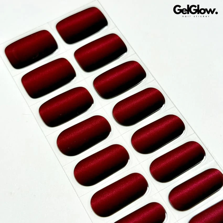 Cherry Red Cat Eye Nails nail art Semi Cured Gel Nail Strips Semi Cured Gel Nail Wraps