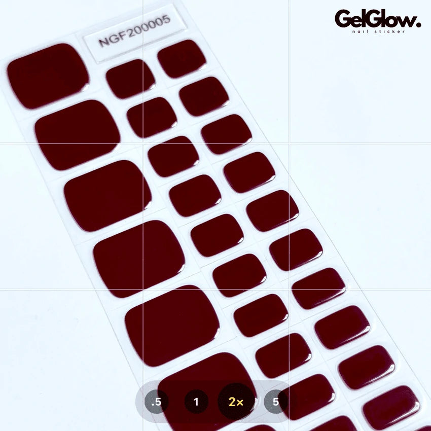 Summer Toenails Burgundy Red Toes Nails Semi Cured Gel Nail Strips - NGF200005