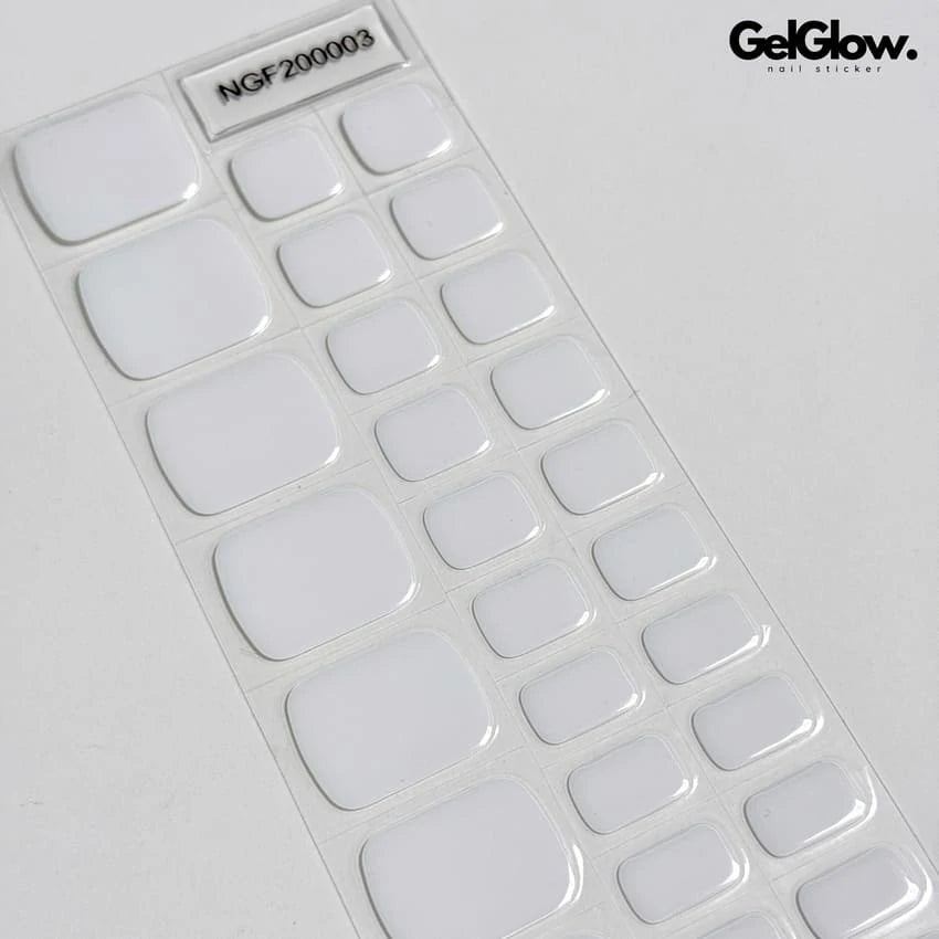 Summer Pedicure Classic White Toe Nails Semi Cured Gel Nail Strips - NGF200003