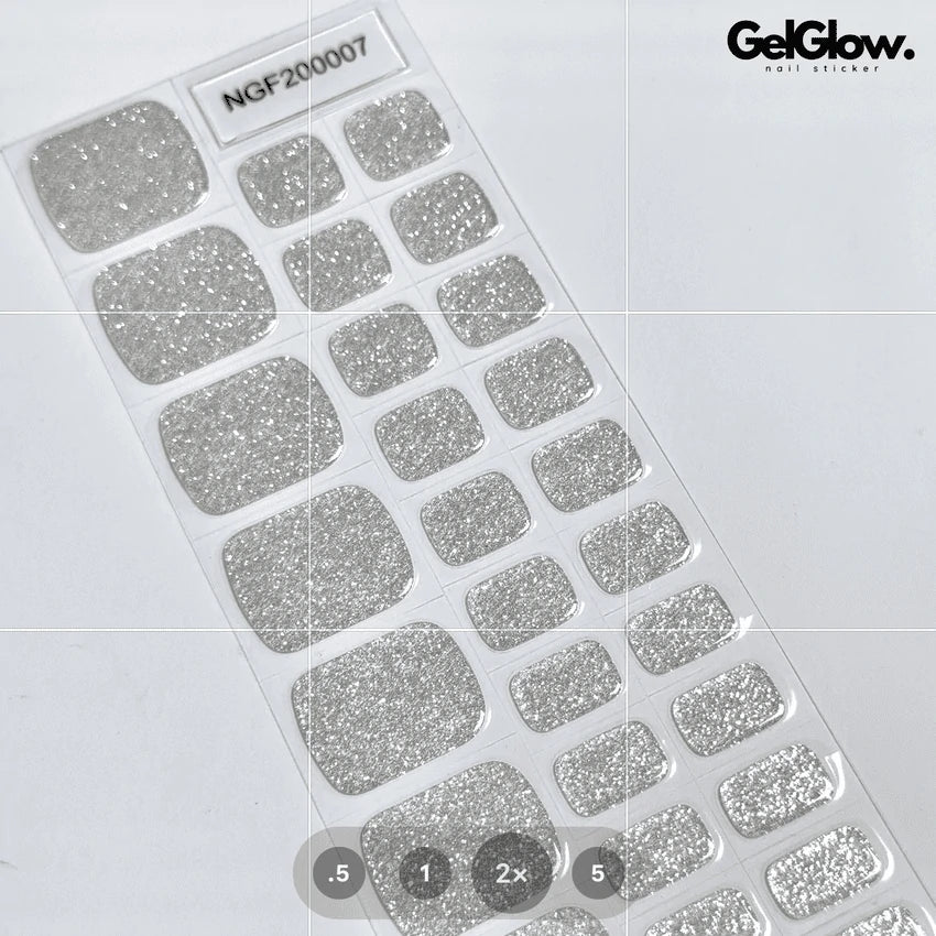 Latest Silver Pedicure Designs Semi Cured Gel Nail Strips - NGF200007