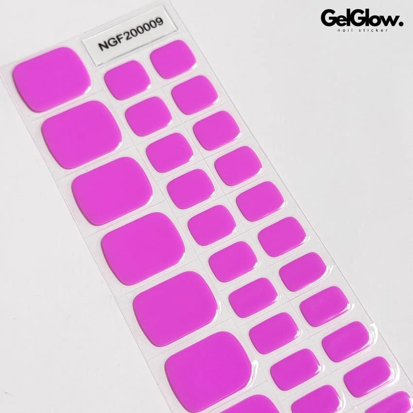Summer Toe Nails Hot Pink Toe Nails Semi Cured Gel Nail Strips - NGF200009