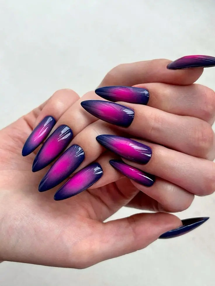 Pink And Purple Aura Nails Semi Cured Gel Nail Strips  - NG200305 Quinnas
