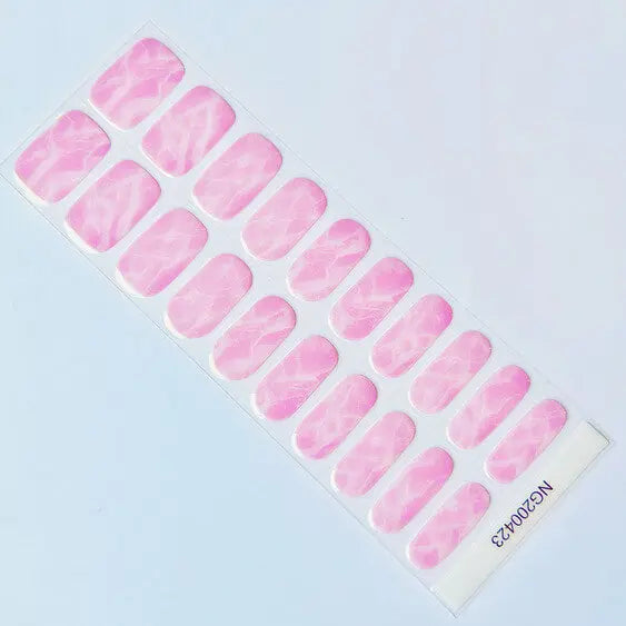Pink Spring Nail Designs Baby Pink Marble Nails SemiCured Gel Nail Strips - NG200423