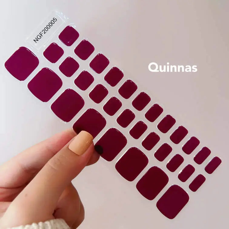 Summer Toenails Burgundy Red Toes Nails Semi Cured Gel Nail Strips - NGF200005 Quinnas