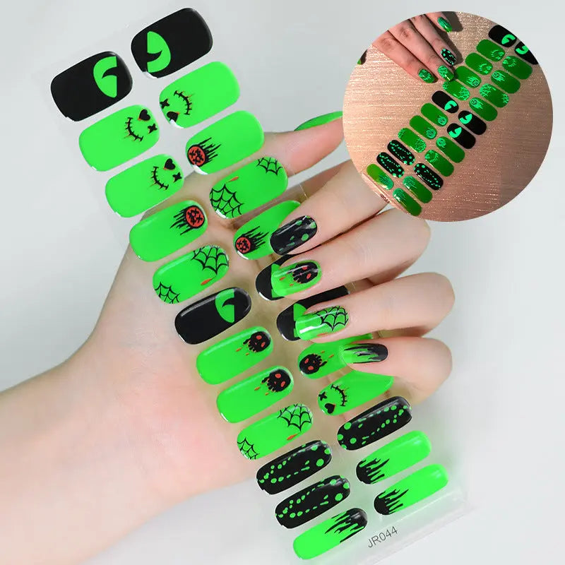 Quinnas Halloween nails, Halloween Semi-Cured Gel Nail Wraps, Halloween Semi Cured Gel Nail Strips【24 PCS, No nail extensions】 Quinnas