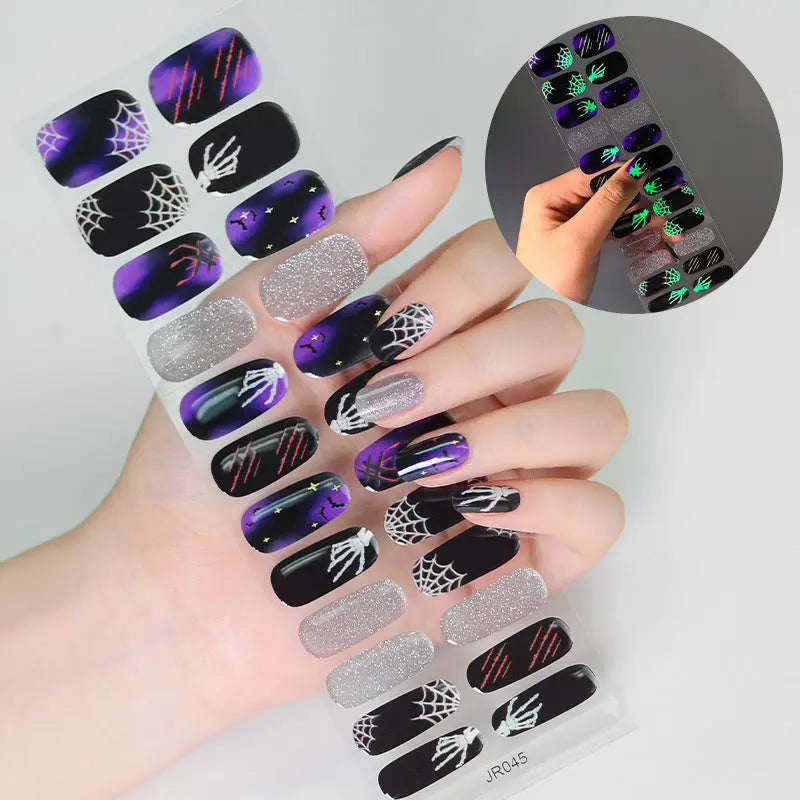 Quinnas Halloween nails, Halloween Semi-Cured Gel Nail Wraps, Halloween Semi Cured Gel Nail Strips【24 PCS, No nail extensions】 Quinnas