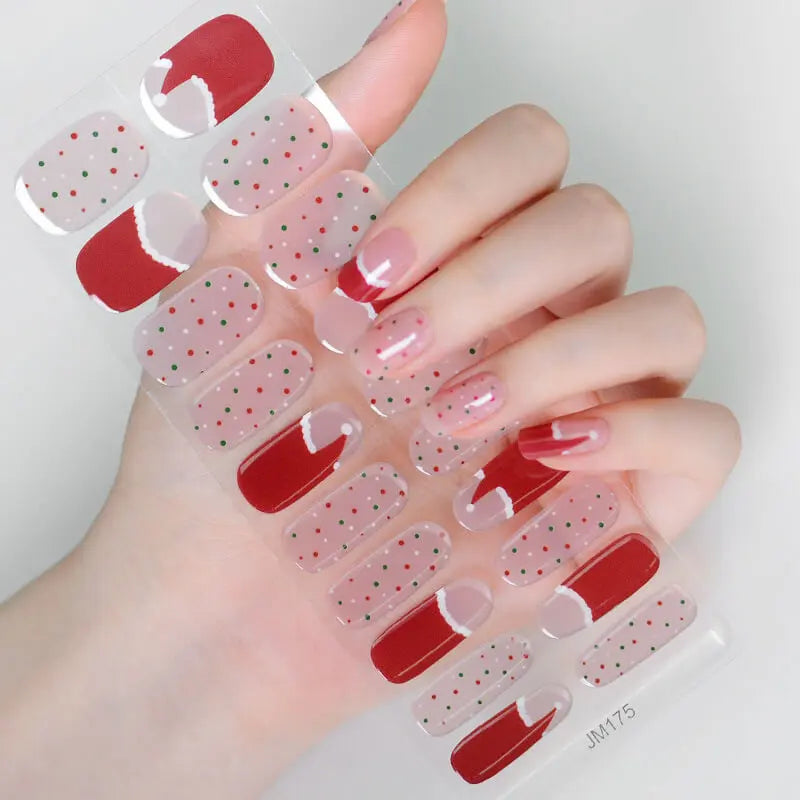 Quinnas Quinnas Classy Christmas nails Semicured Gel Nail Strips, Snowflake Nail Christmas Winter Quinnas