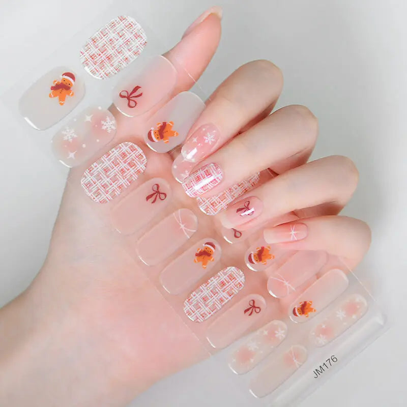 Quinnas Quinnas Classy Christmas nails Semicured Gel Nail Strips, Snowflake Nail Christmas Winter Quinnas
