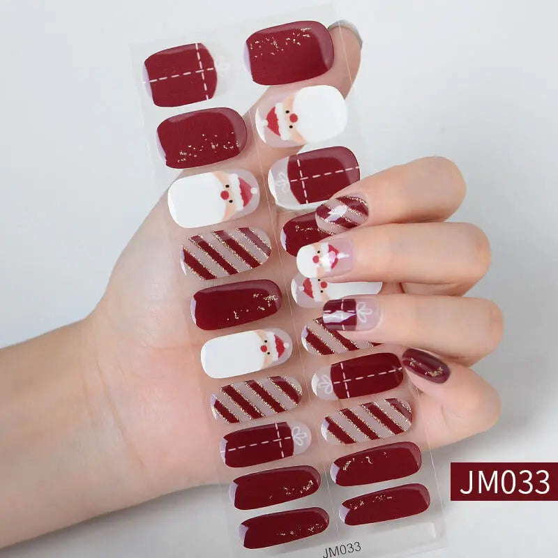 Quinnas Quinnas Classy Christmas nails Semicured Gel Nail Strips, Snowflake Nail Christmas Winter Quinnas